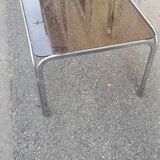 Vintage coffee table chrome and smoked glass
