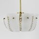 J.T. Kalmar Petite curved suspension basket, brass and glass, Austria, 1950s