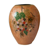 Vintage enamelled polychrome brass vase