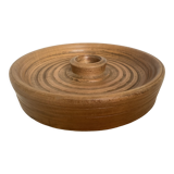 Thick round wooden candle holder