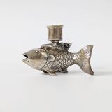 Vintage silver plated koi fish candle holder