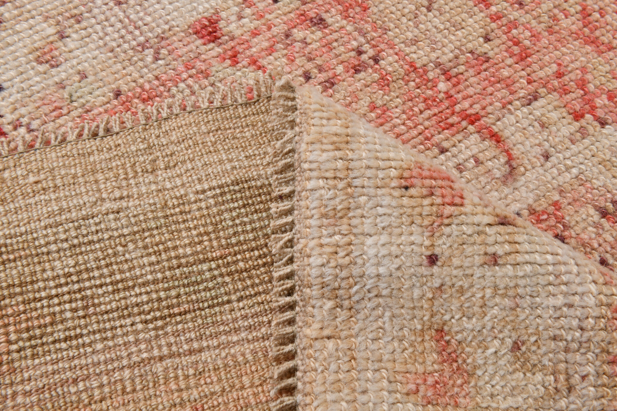 Geometric handmade oushak rug 226x121cm