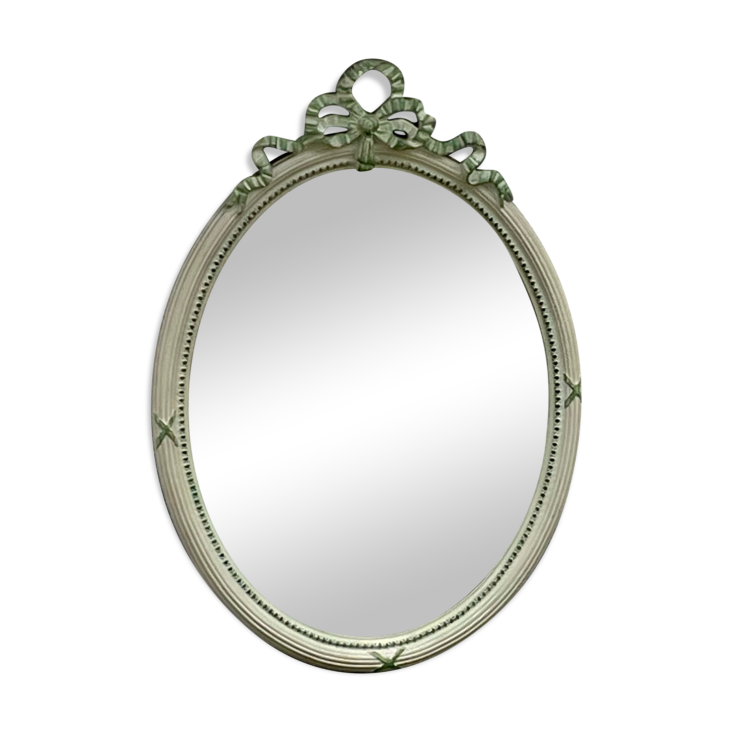 miroir ovale en bois peint style Louis XVI