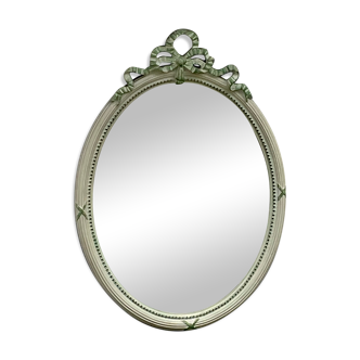 oval wooden mirror painted Louis XVI style