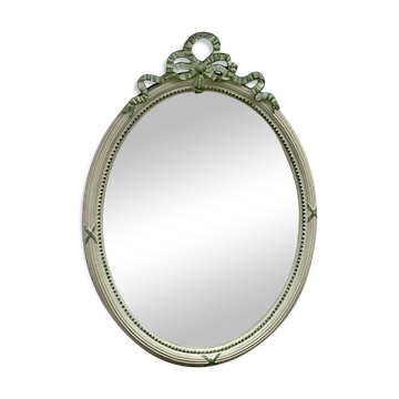 oval wooden mirror painted Louis XVI style