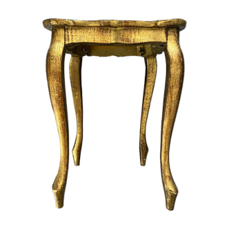 Vintage Florentine side table - Golden and white