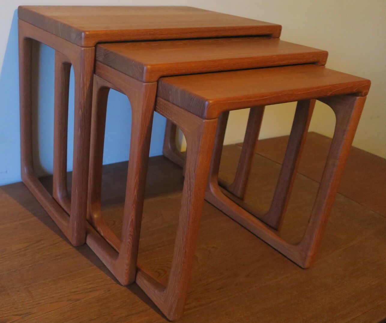 Set of mid century Danish teak nesting tables by GR Gelsted, 1960s