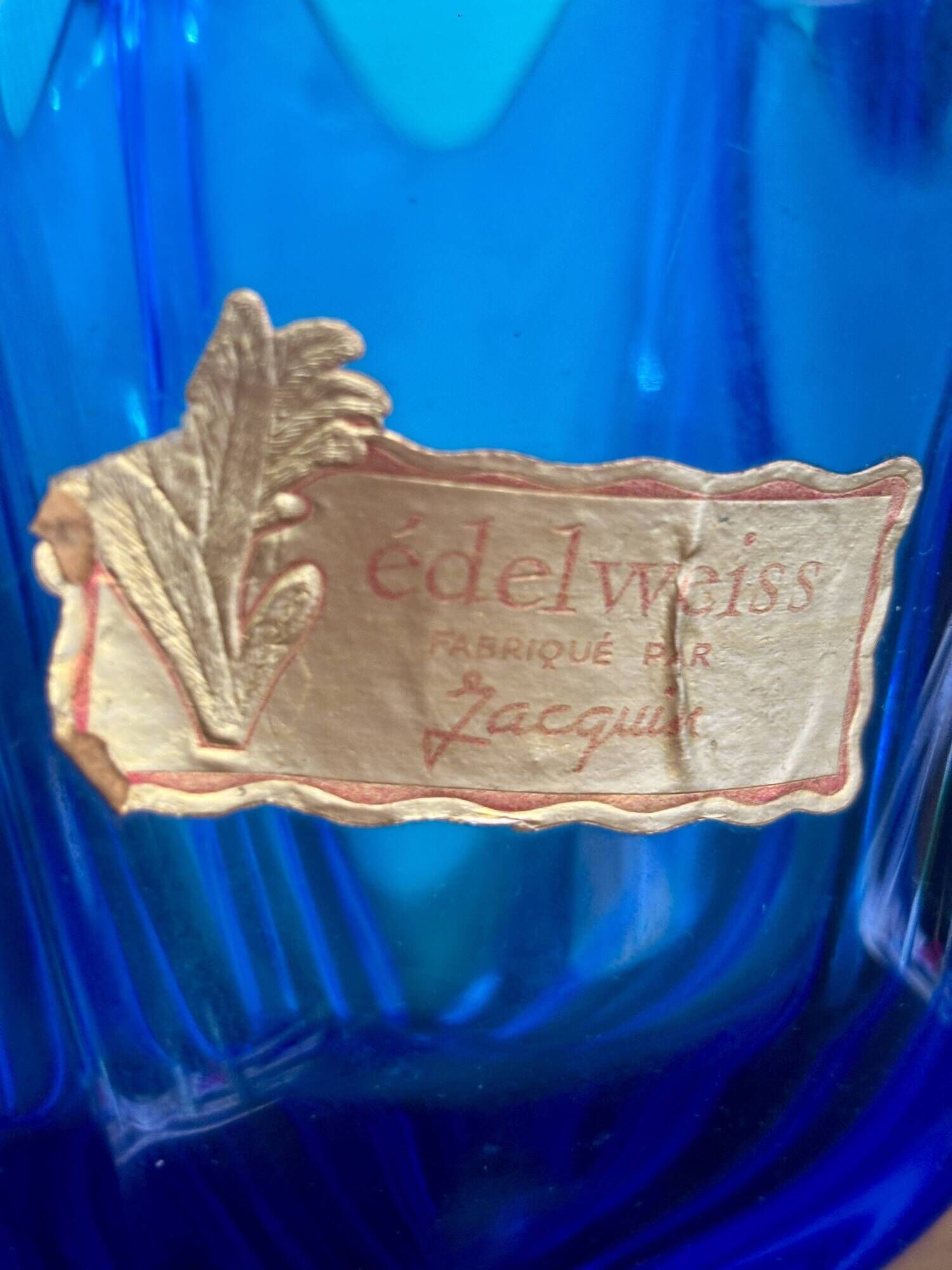 Vintage Cobalt Blue Glass Vase – Edelweiss by J acquin, 1960s