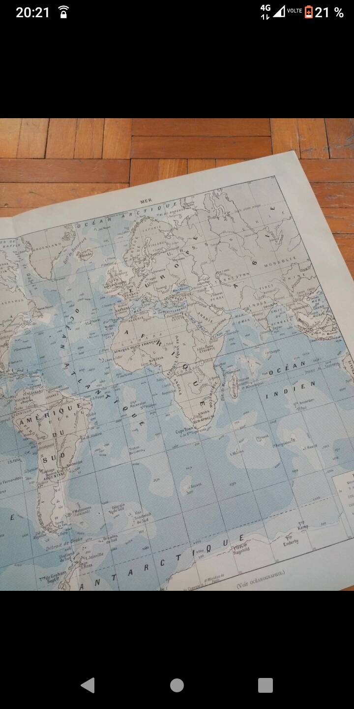 Old geographical map seas currents isobars isotherms Larousse