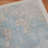 Old geographical map seas currents isobars isotherms Larousse