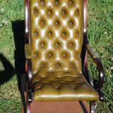 Chesterfield Victoria chair in green leather.
