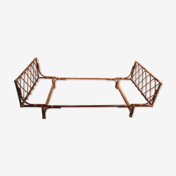 Bed frame 1 place daybed rattan / bamboo 60s 80x190 cm