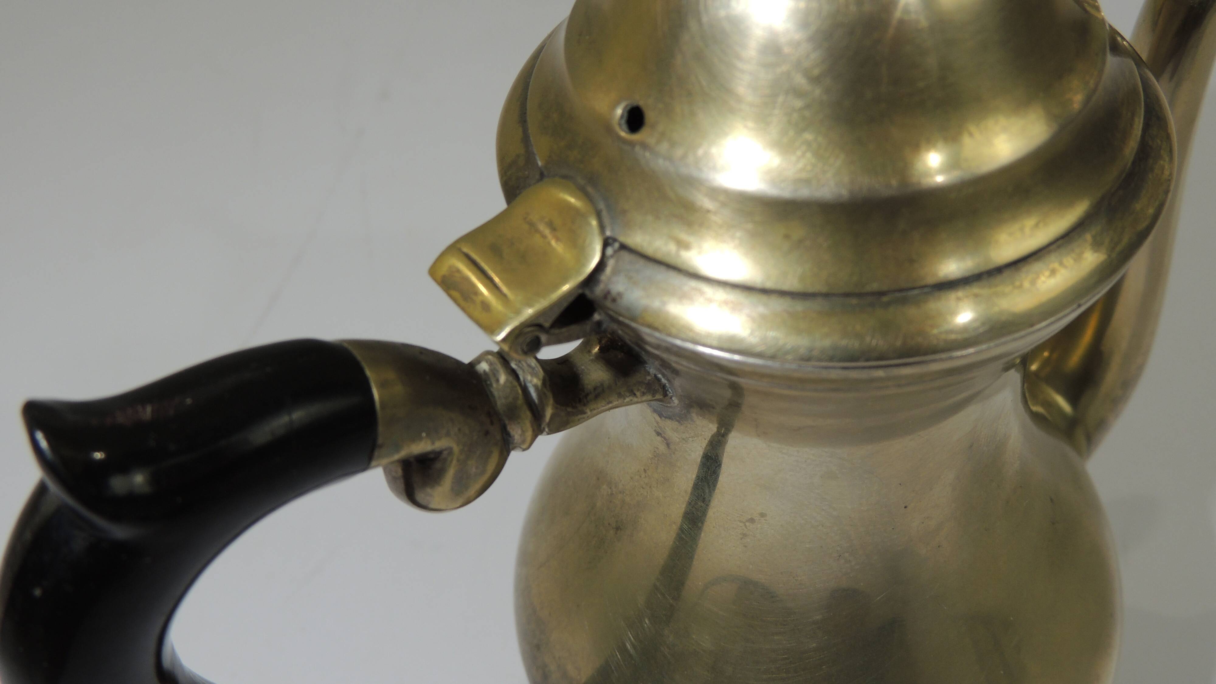 Solid brass teapot, vintage French / 20th century