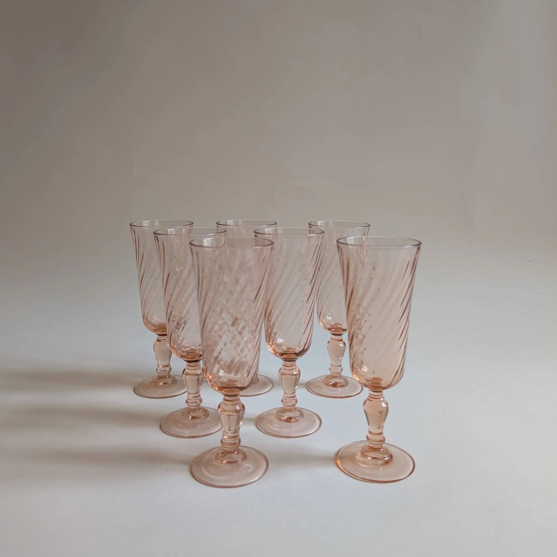 Rosaline flutes, Arcoroc France, 1970s/1980s