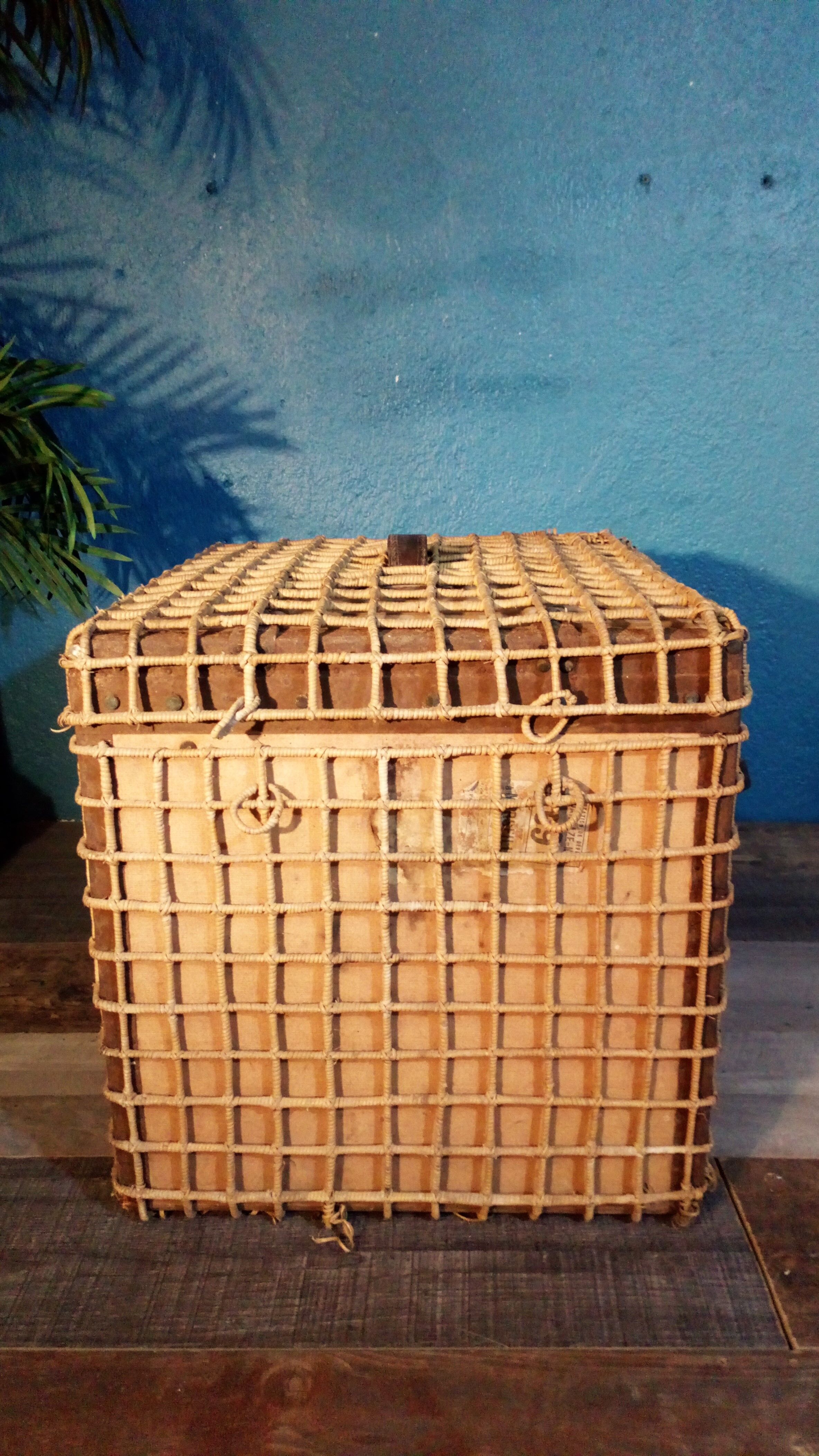 Wicker travel trunk 1920