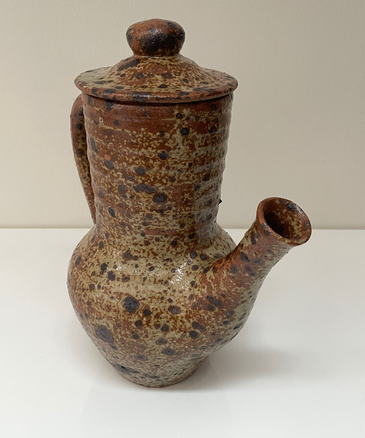 Large pyrite stoneware coffee pot, workshop work, 1970.