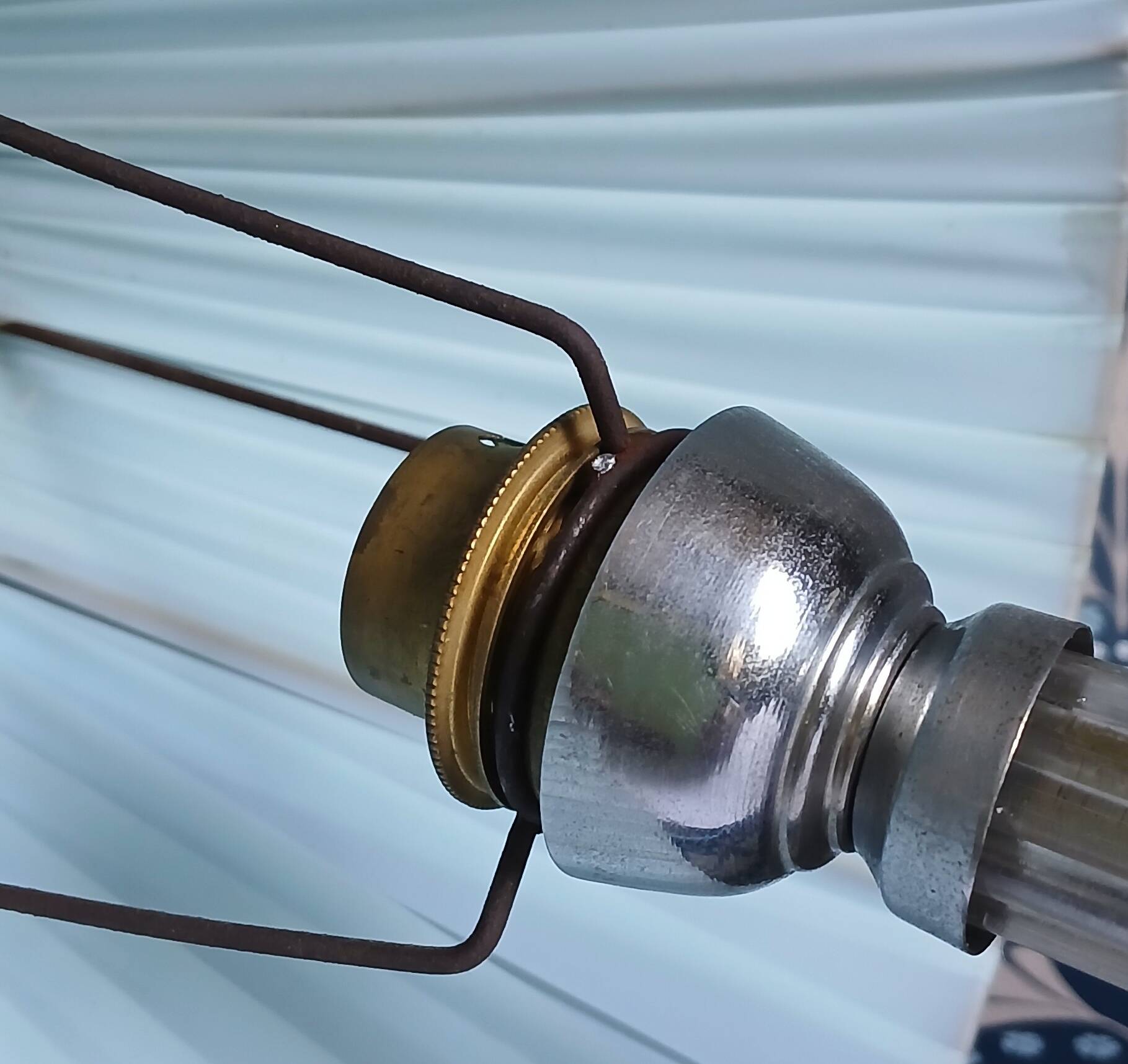 Silver metal lamp & glass cylinders from the 1940s