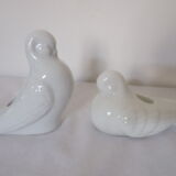 2 Ceramic candle holders shape white bird
