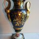 Vase porcelaine de Paris Empire forme balustre anses cygnes Or fin signé Mehun