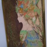 Lithograpgie portrait d une jeune femme