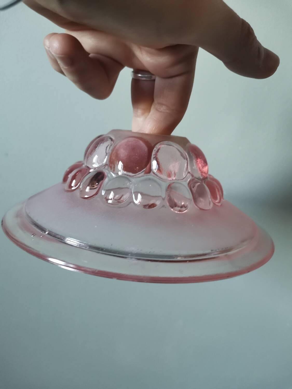 Lampshade pendant lamp in vintage pink molded glass