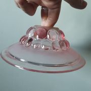 Lampshade pendant lamp in vintage pink molded glass