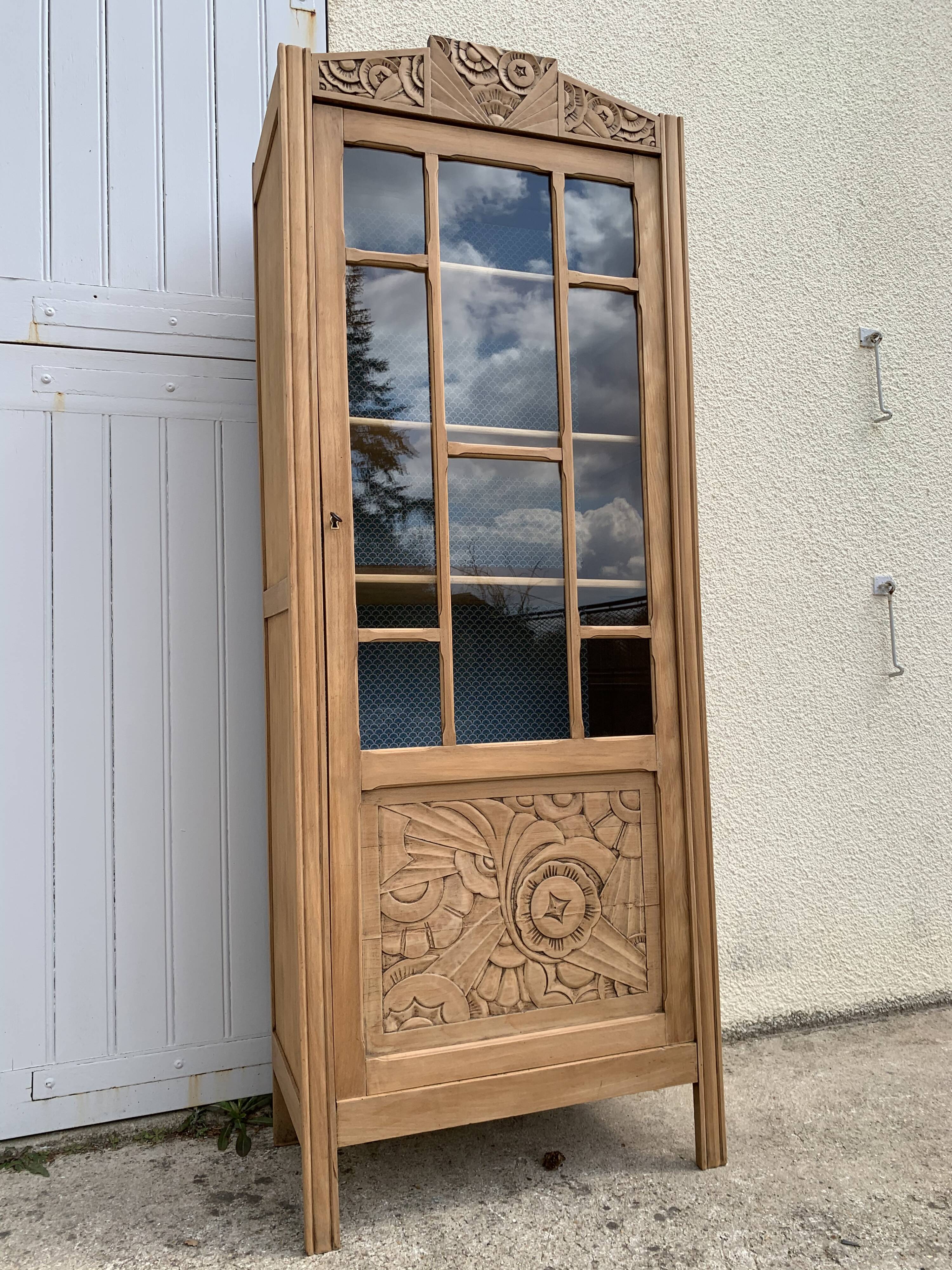 Art deco glass-glazed parisian wardrobe