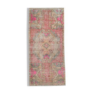 Tapis vintage turc 1x3, paillasson 1x3, 91x43 cm, 1.5x2.12 ft