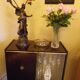 Bar furniture on formica wheels with mirror and lighting - 50s