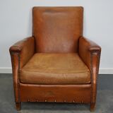 Fauteuil club cognac, années 1940