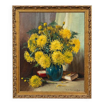 Henri Joseph Pauwels (1903–1983). Still life with chrysanthemums.