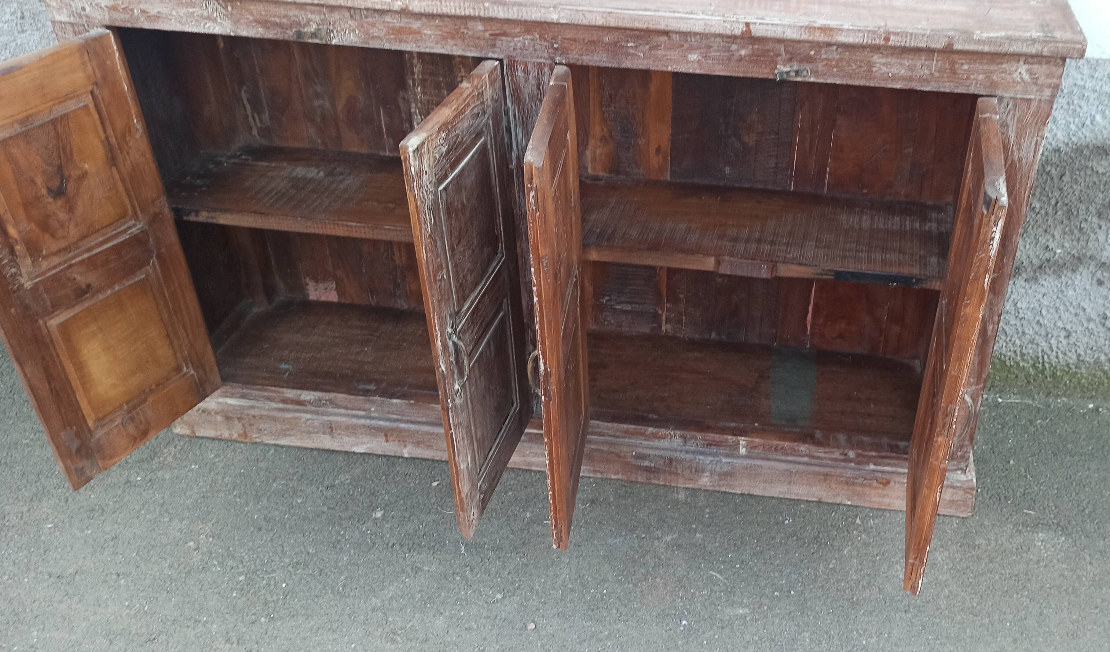 Old wooden sideboard with 4 doors