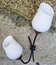 Pair of double brass, steel and opaline wall lamps, vintage, 50s