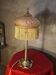 Antique bronze lamp with a pink marbled glass shade 51x21. Inter a l