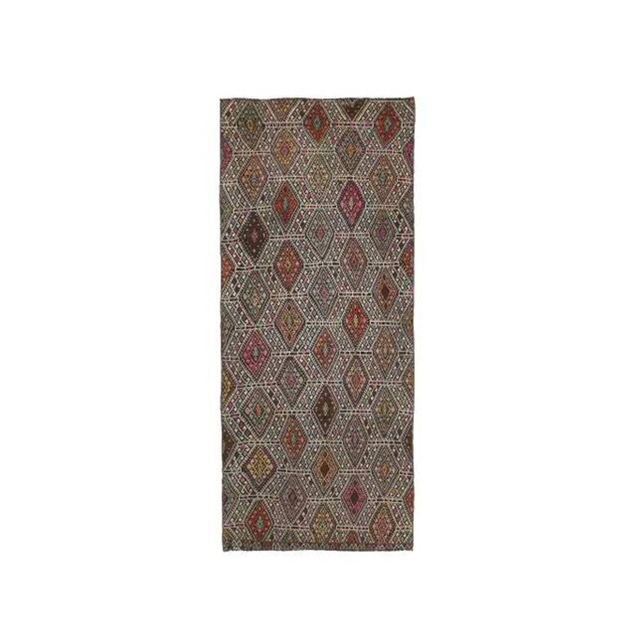 Vintage Turkish Oushak Handmade Wool Cotton Beige Kilim Runner Rug 91x224