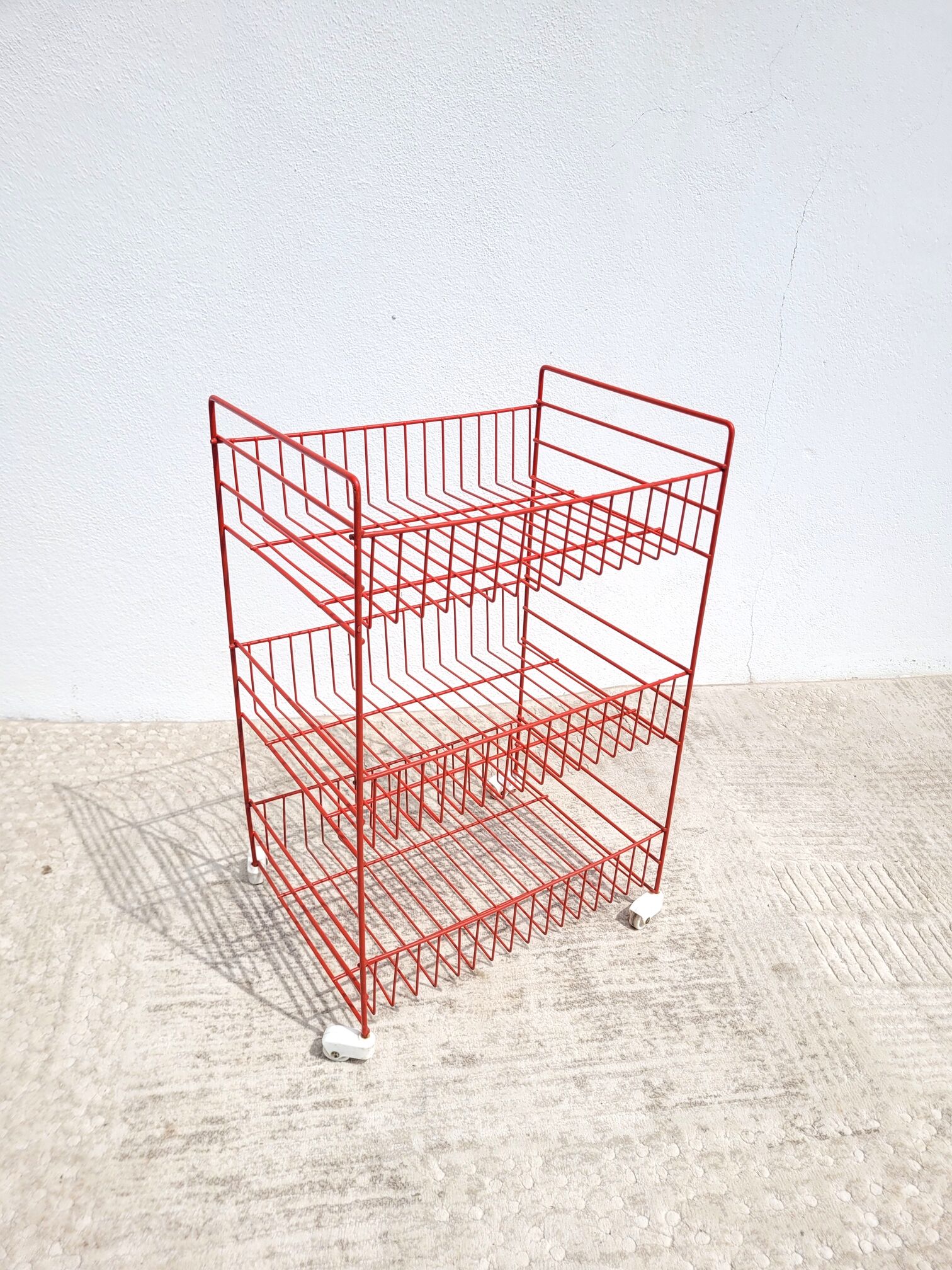 Dessert or small shelf with vintage wheels