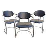 Vintage tubular leather metal sled chair