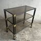 1980s Black Metal and Smoked Glass Side Table / Bar Cart Trolley