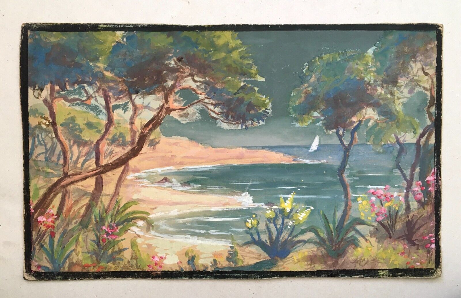 Huile sur carton début XXe représentant Nantes ou Paris L6471