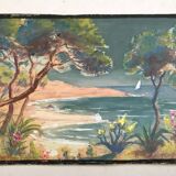 Mediterranean beach, watercolor on cardboard, early 20th century