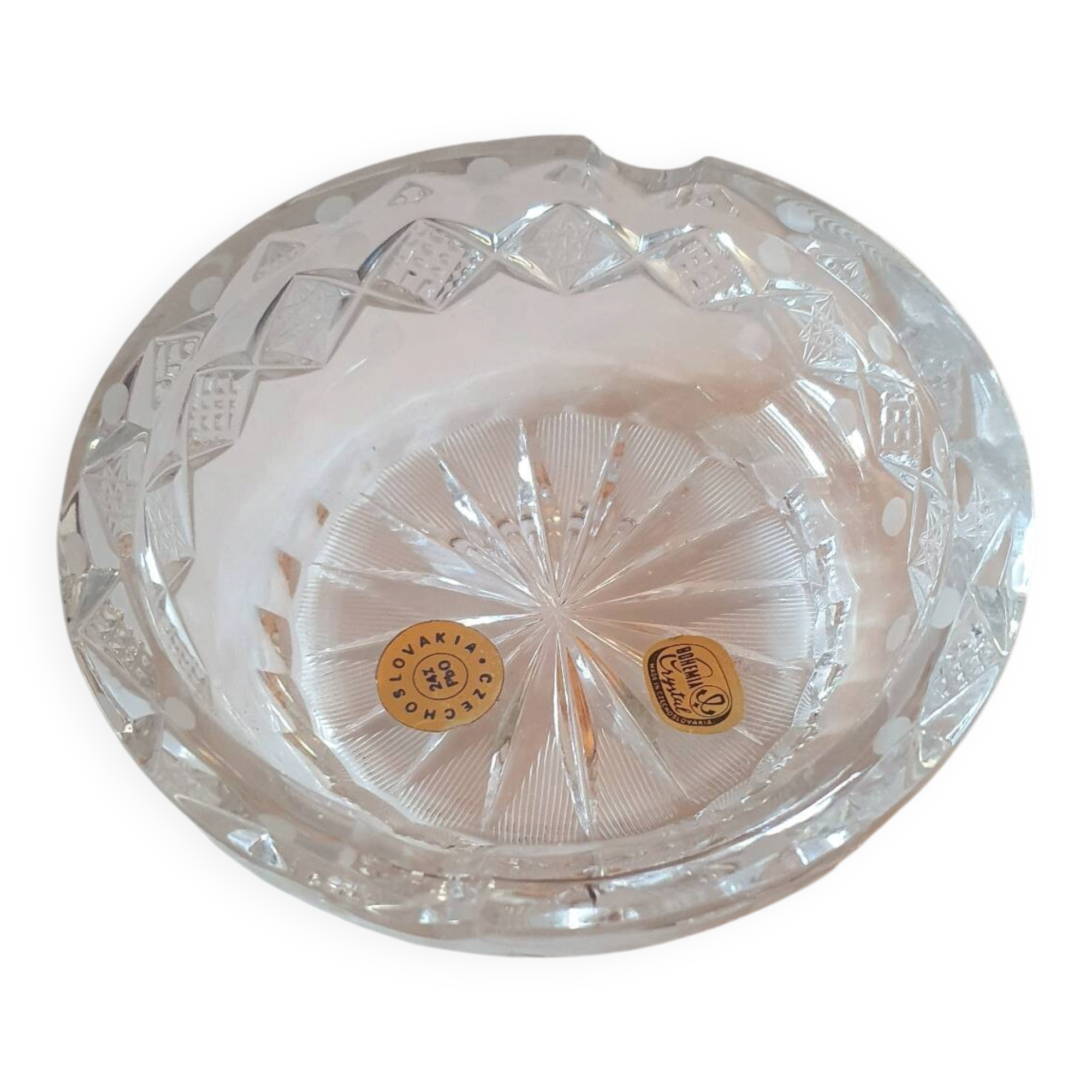Cendrier en cristal de Bohême vintage
