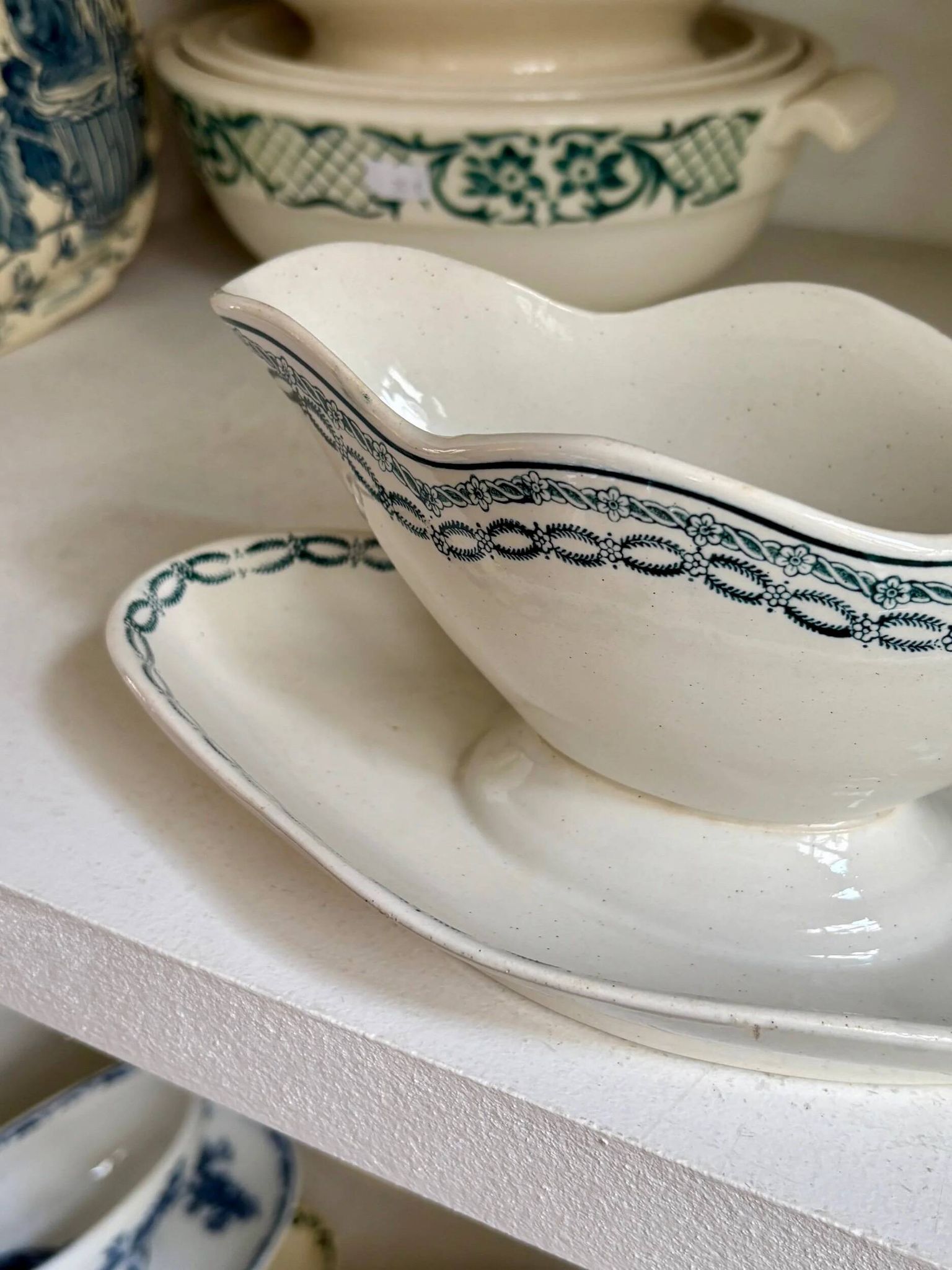 St Amand sauce boat in blue ironstone