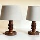Pair of vintage wooden lamps