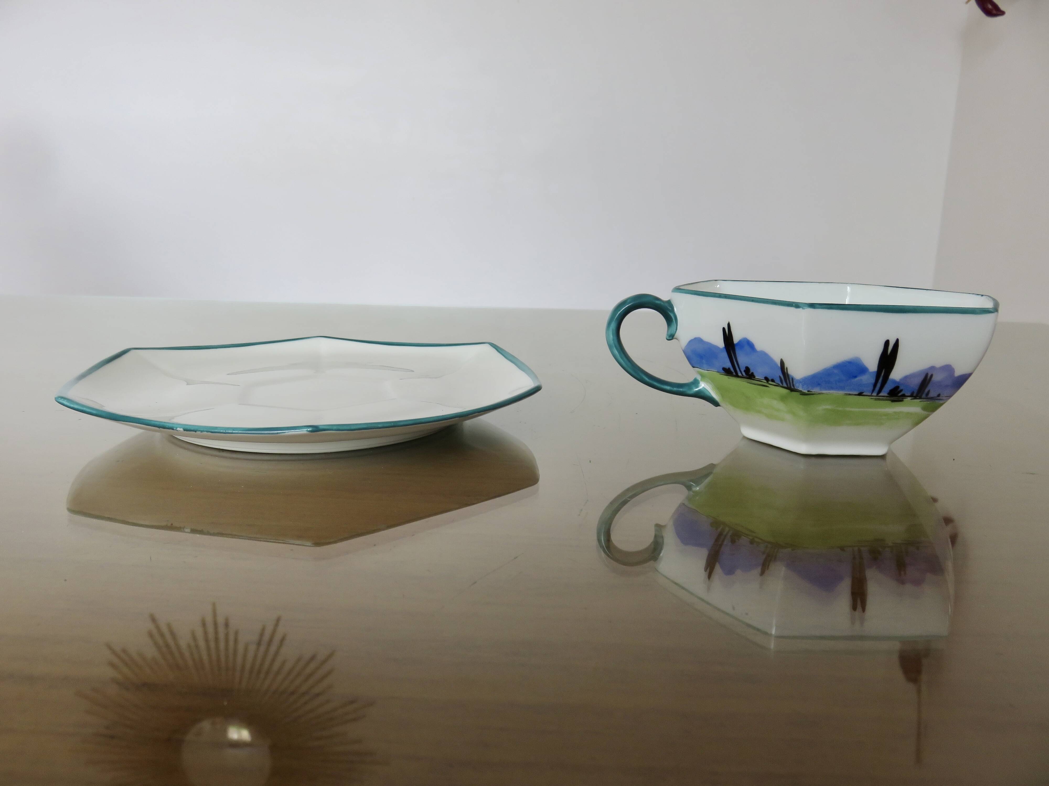 Basque ceramic René Gaïtaud, breakfast duo, 1960