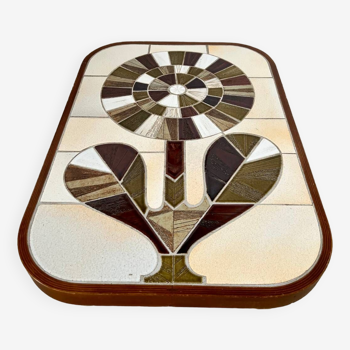 Ancienne table en céramique signe Capron vallauris modele fleur design années 60 vintage