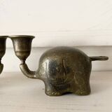Vintage brass elephant candlestick holders, 1960s/70s.