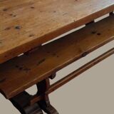 Oak monastery table with 2 original benches