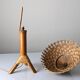 Bamboo and rattan table lamp with woven shade, 1950s