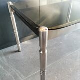 Vintage coffee table in chrome metal and smoked glass