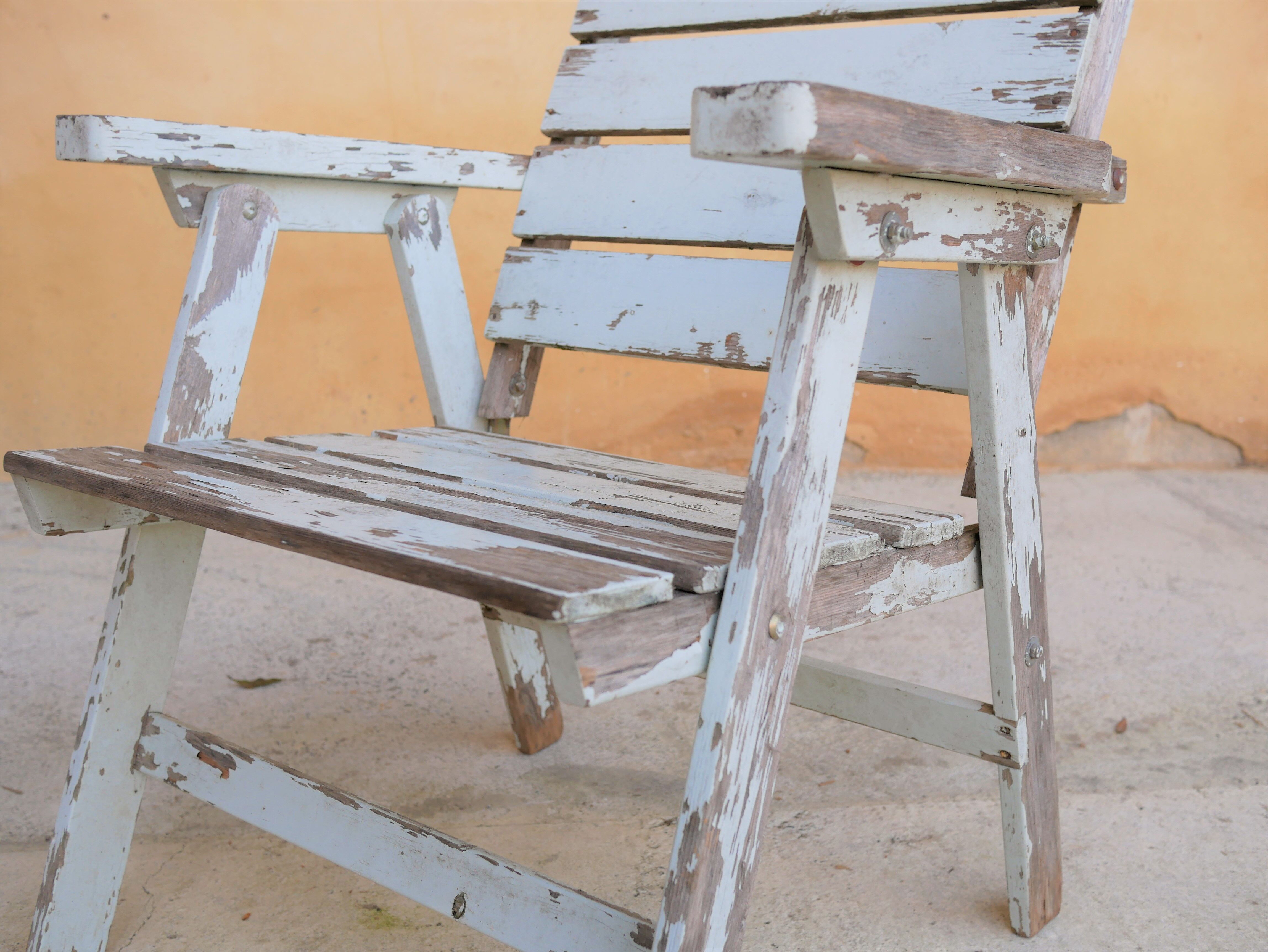 Vintage wooden folding garden chair